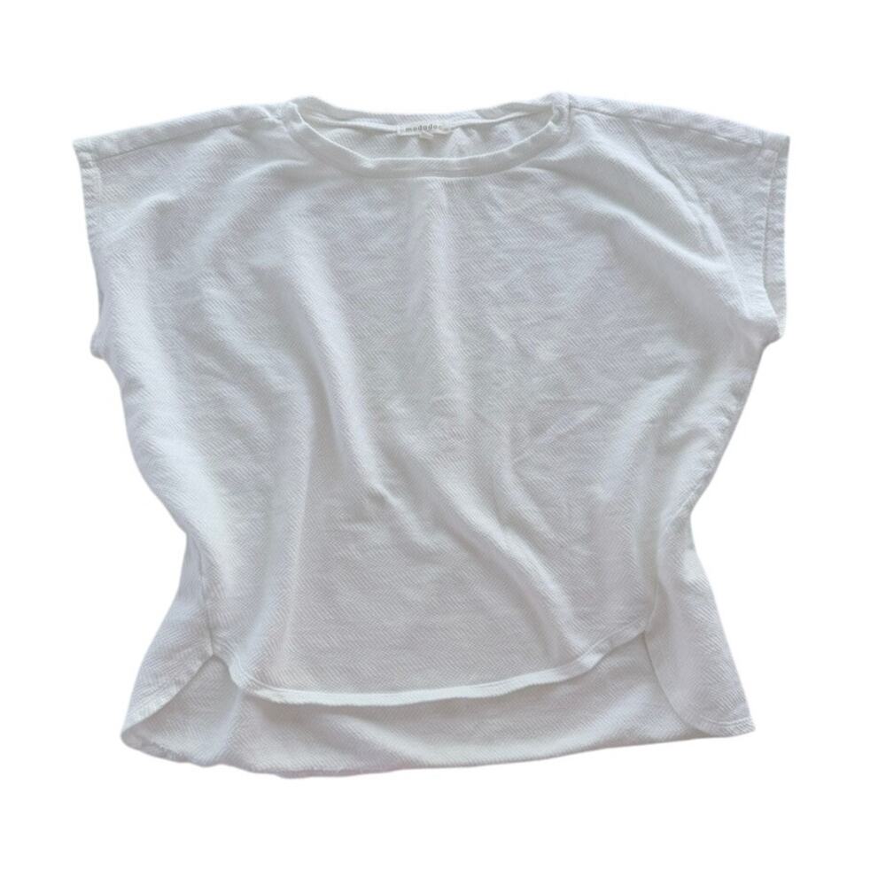 Mododoc White Waffle Drop Cap Sleeve Top Size Medium Comfort Lounge